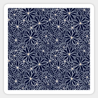 Pointed Flowers Pattern - Dark Navy and White Sticker